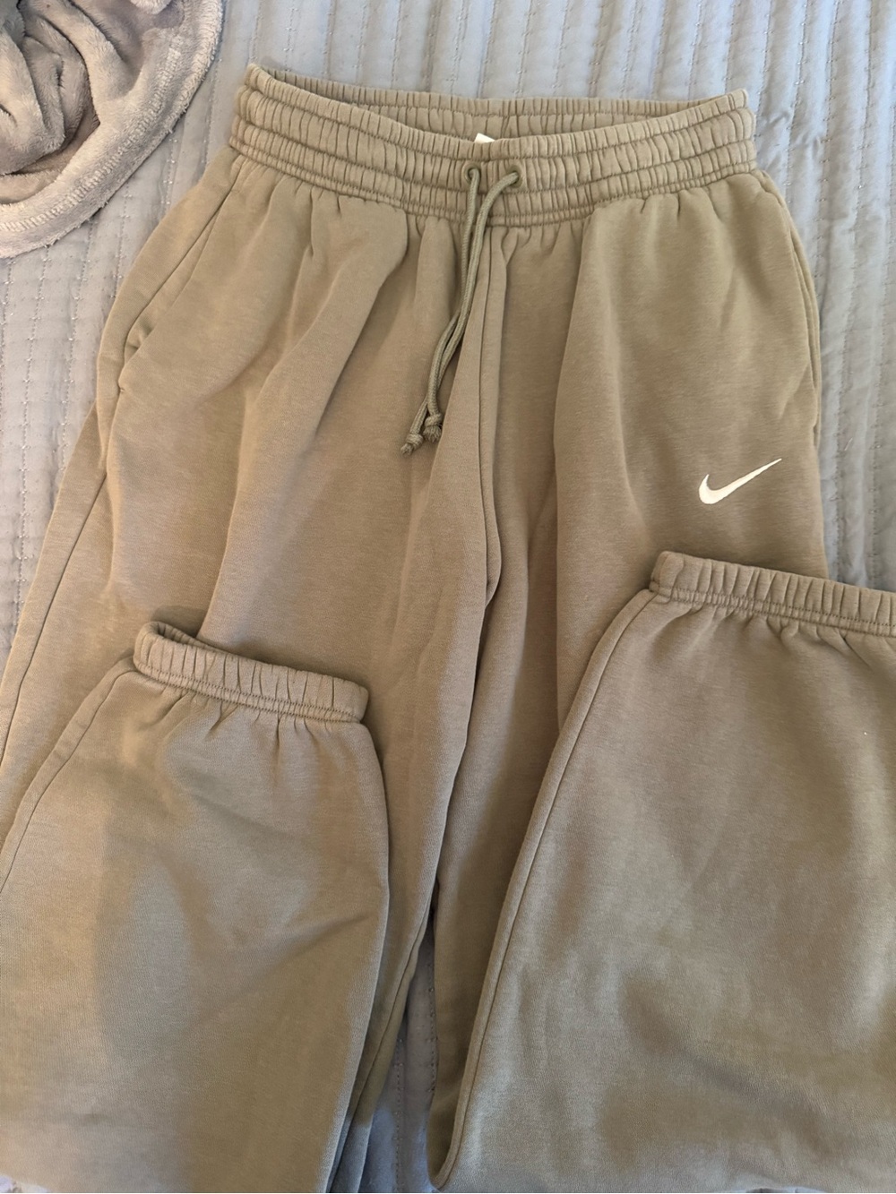 Nike Kids Tan Sweatpants with White Swoosh
